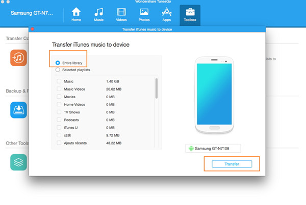 transfer itunes to android without computer