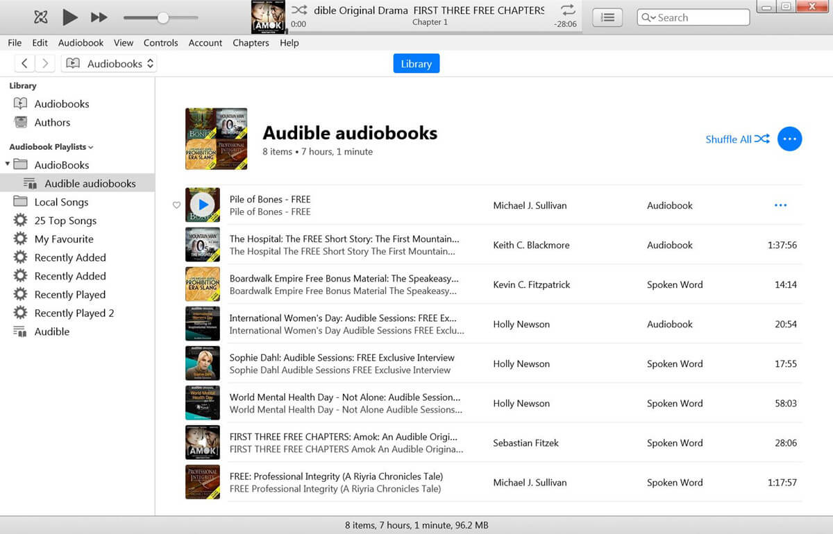 play audible books with iTunes