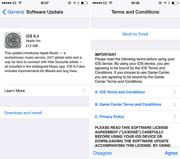 update ios 8.4 or later for apple music 