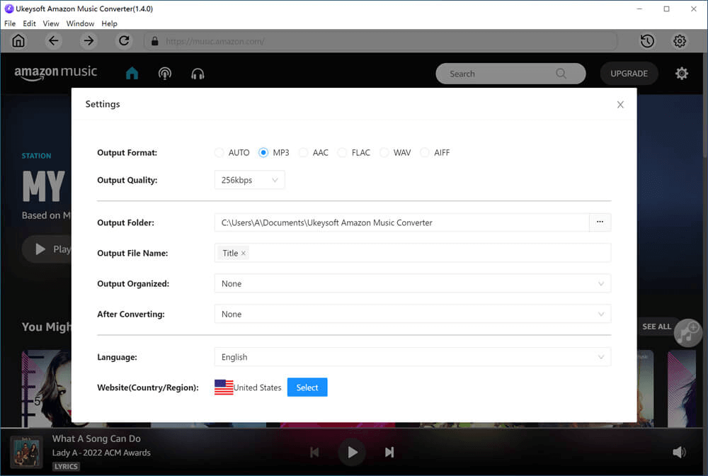 customize output sttings