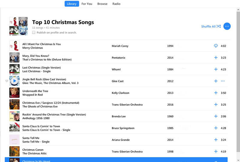 Apple Music - christmas songs added to itunes library