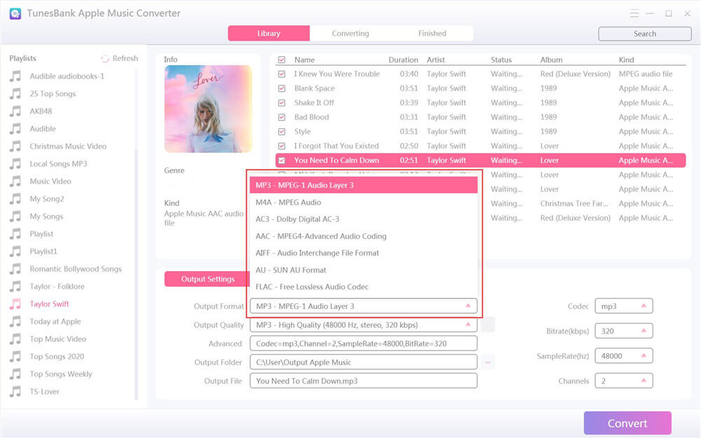 apple music converter output formats